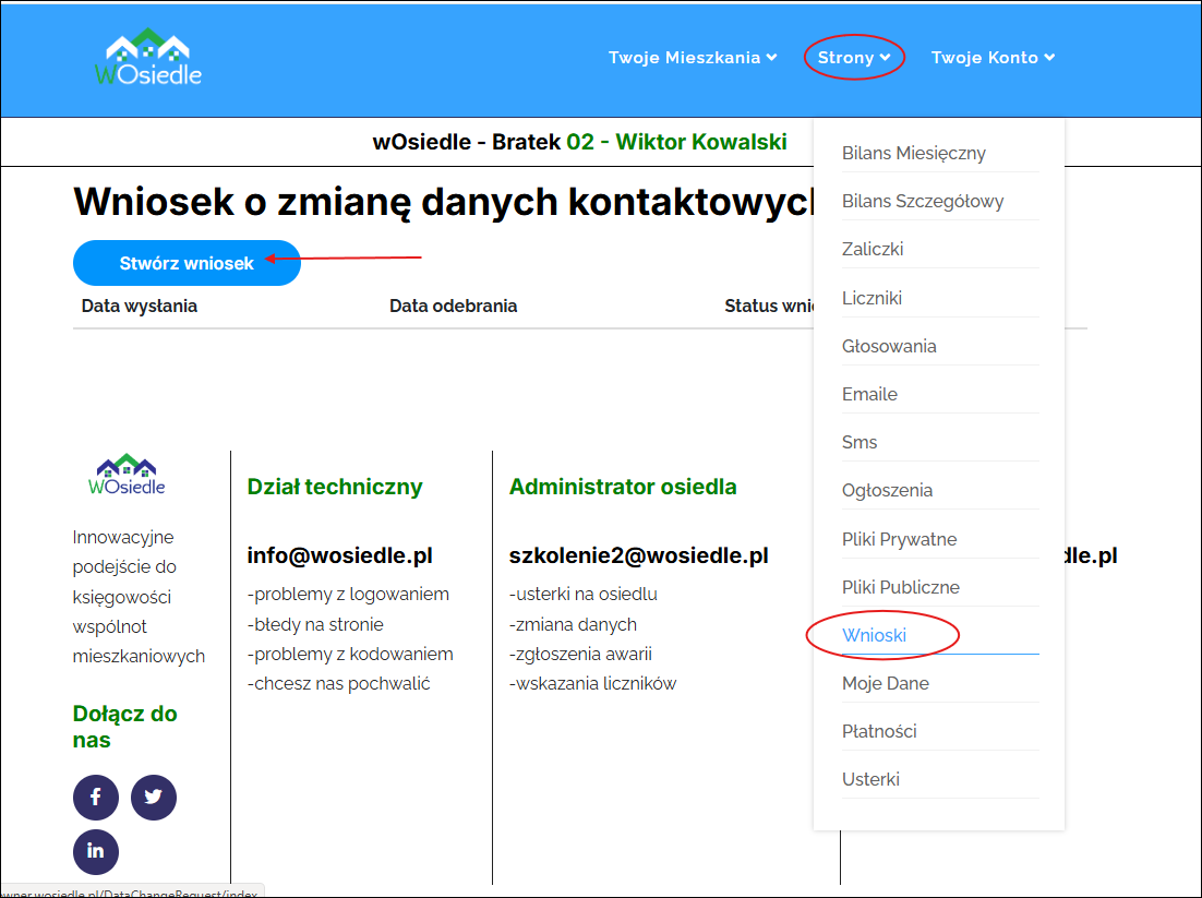 Wniosek o zmianę danych