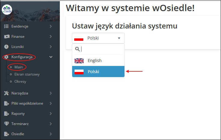 Ustawienie języka
