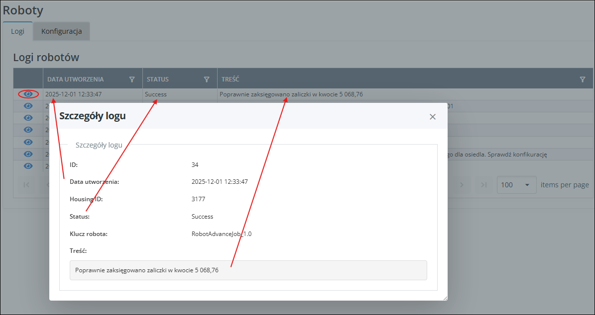 Informacja o automatycznym zaksięgowaniu
