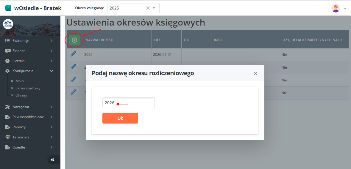 dodawanie okresu rozliczeniowego