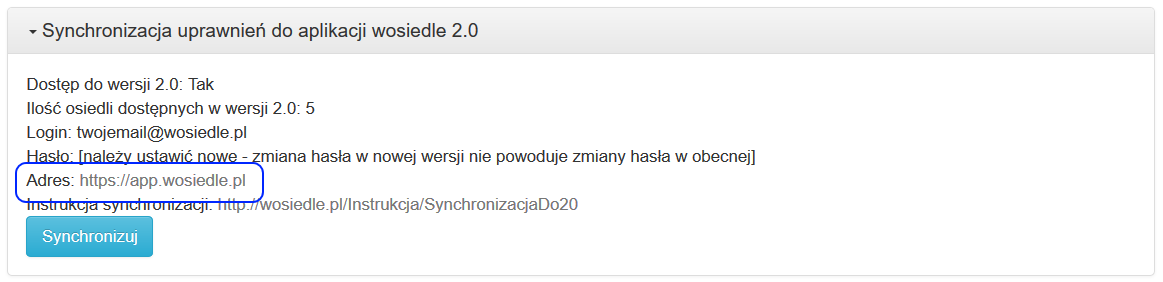 synchronizacja panel mieszkańca