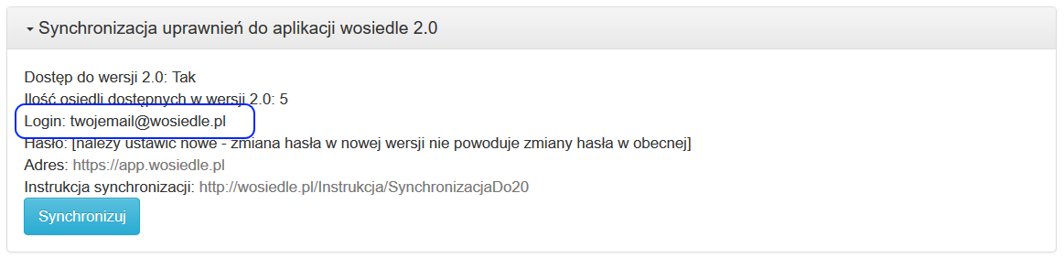 synchronizacja logowanie mieszkańca